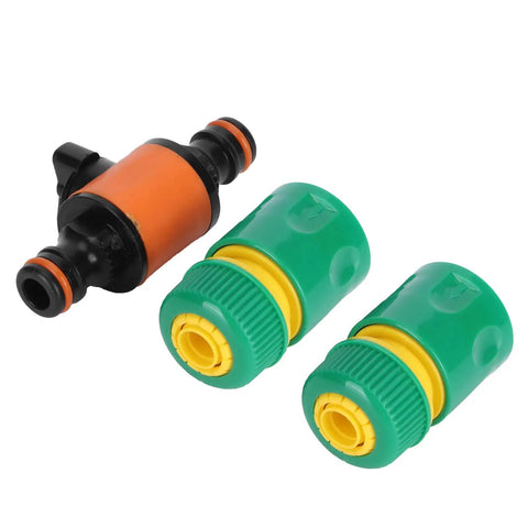 3 Pcs Heavy Duty Garden Hose Quick Connectors And Ball Valve Repair Kit With Brass Nipples For Fast Hose Fixing And Leak Proof Water Flow Control System, green and orange