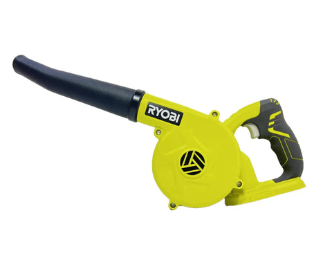 Compact 18 Volt Cordless Workshop Blower With Battery And Charger, yellow handheld design for debris cleanup.