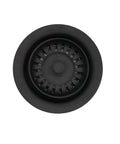 Top view of Combo Pack Built Tough Post Style Kitchen Sink Basket Strainer With Extra Deep Collar Waste Disposal Flange And Stopper, Matte Black
