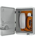 Interior view of Heavy Duty Tesla Charger Enclosure Lock Box Featuring Rugged Wall Mount Security and Cord Organizer.