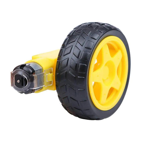 Smart Car Robot Plastic Tire Wheel Set With DC 3-6V Gear Motor, 65x27mm Wheels For DIY Robots, High Torque Mini Motor Pack