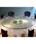 Large Lazy Susan Turntable With Clear Tempered Glass Top And Aluminum Base, 60 To 120 Cm Rotating Serving Plate On Dining Table