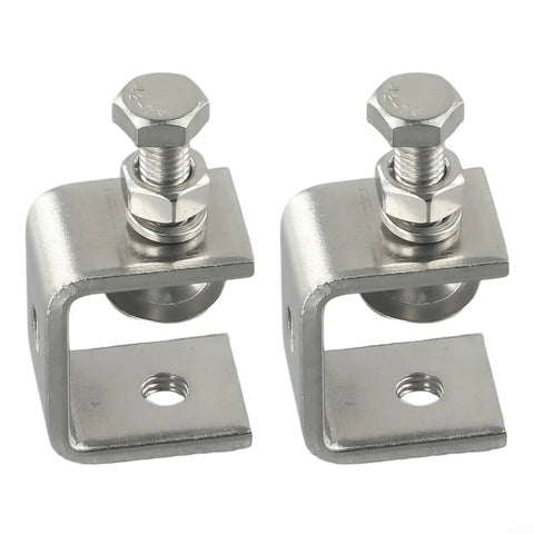 Heavy Duty Stainless Steel C Clamps For Welding And Woodworking Adjust 16-25Mm Desk Mount Screw Fastener Tool Silver Set Of Two Pieces, side view.