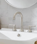 Brushed Nickel Widespread Bathroom Faucet Set 8 Inch 3 Hole With Two Handles Farmhouse Lavatory Vanity Mixer Faucet Pop Up Drain