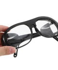 Heavy Duty Welding Safety Glasses Featuring Over Glasses Compatible Design, black frame, clear lenses, ideal for protection from sparks.