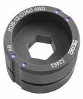 Heavy Duty Copper Six Awg Round Die With Color Coded Hex Crimp Groove Built Like A Tank For Dead On Precision And No Fuss Electrical Work By Trade Experts top view of hex crimp die