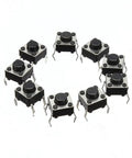 Arrangement of 100Pcs 6x6x5mm Mini Momentary Tactile Push Button Switches SPST, 4-Pin Through Hole Button Micro Switches