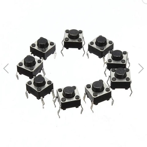 Arrangement of 100Pcs 6x6x5mm Mini Momentary Tactile Push Button Switches SPST, 4-Pin Through Hole Button Micro Switches