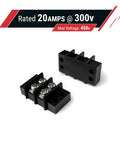 SpeedWare 2 Circuit Double Screw Terminal Junction Block 300V 20A Barrier Strip 2 Pack For Industrial Electronics And Automotive Projects, black 2-pole block