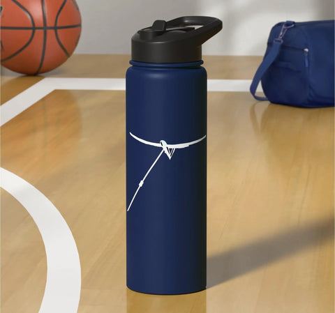 Winch Tow Glider Takeoff Vibe Stainless Steel Insulated Water Bottle For Sailplane Pilots And Glider Fans on basketball court