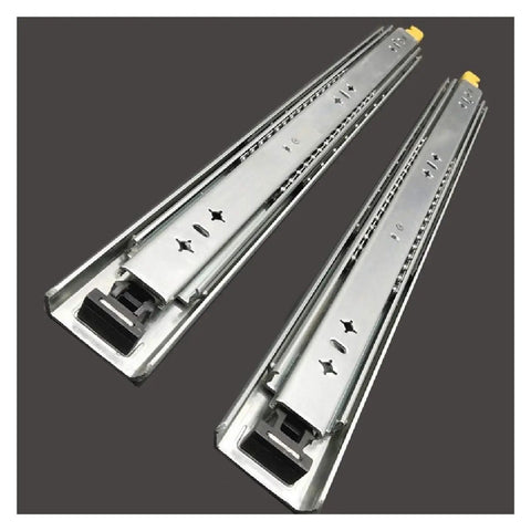 Heavy Duty 14 Inch Drawer Slides With Lock Full Extension Smooth Glide Runners in steel for kitchen and office storage.