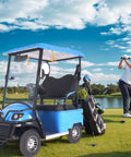 Haoweih Electric Golf Cart 800W Motor 12Mph Max Speed 300 Lb Capacity With Convenient Storage Box parked on a golf course.