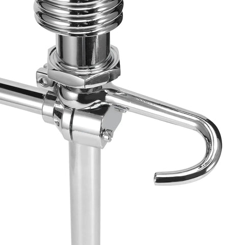 Maqulae Commercial Kitchen Faucet, G1/2 Thread Pull Down Sprayer with 360, close-up of chrome spout and attachment details.