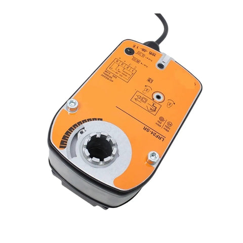 Smooth As Butter Ventilation Ball Valve Actuator Lrf24 Sr Modulating Rotary Actuator with exposed orange top and wiring detail.