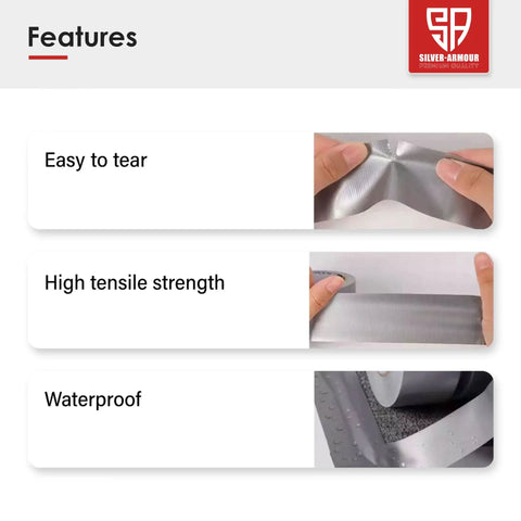 Features of Heavy Duty Duct Tape That Works Like A Charm, Waterproof Tear By Hand Adhesive No Residue, Five Pack Extra Long And Strong Rolls