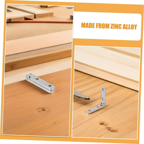 Zinc Alloy Miniature Jewelry Box Hinges 12 Pack 90 Degree Folding Chest Hinges For Small Cabinets And Jewelry Boxes DIY Furniture Projects Durable Cabinet Hardware Set For Crafts And Repairs HONMEET, shown installed on wood.