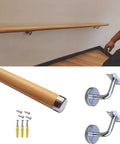 Heavy Duty Built Tough Non Slip PVC Handrail 18 Feet Long with wall brackets for easy install, wood tone finish