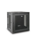 Badass 12U Wall Mount Server Cabinet Slick Hinged Door 19 Inch Rack Enclosure with vented mesh sides and lockable front door.
