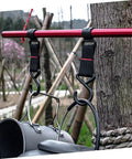 Outdoor Camping Hooks 5 Pack Small S Shaped Utility Hangers With Straps For Tent Canopy And Backpack Storage shown in use