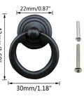 Antique Black Drop Ring Drawer Pulls Set Of 10 For Cabinets And Furniture, 1.69 Inch Total Length With 1.18 Inch Ring Diameter