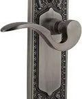 Egg And Dart Plate Privacy Manor Lever Set In Antique Pewter Finish, Solid Forged Brass Door Handle With Pre Mounted Levers