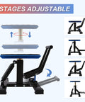 POLARBEAR dirt bike stand with blue padded top, black steel frame, three-stage adjustable center jack, 1200 lb capacity