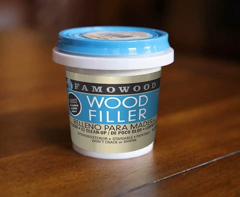 Latex Wood Filler Natural Gallon Low Odor Dries In 15 Minutes Will Not Crack Or Shrink Sandable Paintable Stainable Interior Exterior Use Ideal For Repairing Holes Cracks And Gaps In Wood Trim Furniture And Cabinets