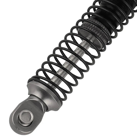 Close-up of 65mm Aluminum RC Shock Absorbers Set For 1/18 Crawler Upgrades With Threaded Bodies And Quick Preload, CNC Machined