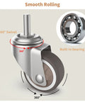 1.25 Inch Threaded Stem Casters with smooth swivel wheels and built-in bearing for furniture