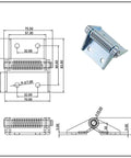 Diagram and photo of Heavy Duty Spring Loaded Self Closing Resettable Iron Hinges For Electrical Control Cabinet Doors In Industrial Applications 1 Piece Pack