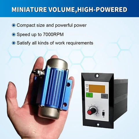 Heavy Duty 30W DC Brushless Vibration Motor 12V 7000RPM in hand with speed control unit, compact and powerful design.