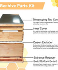 Beekeeping Essentials: 10 Frame Langstroth Beehive Parts Kit With Telescoping Top Cover, Inner Cover, Two Oval Bee Escapes.