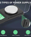 Ultra Precise Milligram Scale 0.001g To 100g With Eight Units, Rechargeable Gram Scale showing power options and USB-C port