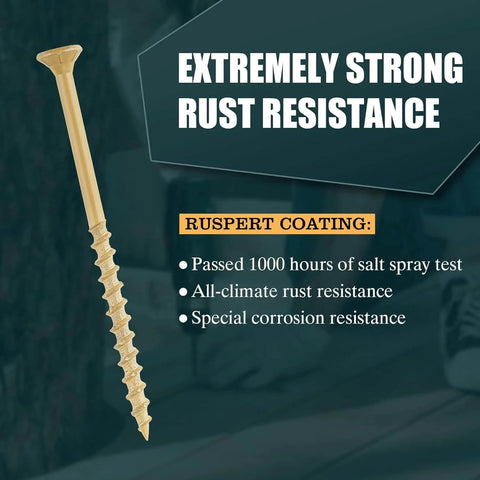 Deck Screws For Outdoor Wood And Fence, Tan, Rust Resistant Epoxy Coated With Over 1000 Hour Salt Spray