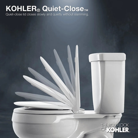 Cachet Nightlight Q3 PB Toilet Seat With No Slam Quiet Close Round White Grip Tight Bumpers in closing action