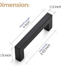30 Pack Three And A Half Inch Square Cabinet Handles Matte Black Pulls For Kitchen Cabinets And Drawers Center To Center Dimensions