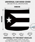 Puerto Rico Black And White Flag Car Hood Cover 4 By 5.25 Feet Ultra Stretchy Polyester Spandex Universal Fit For Cars Trucks SUVs Durable Vibrant Patriotic Auto Accessory