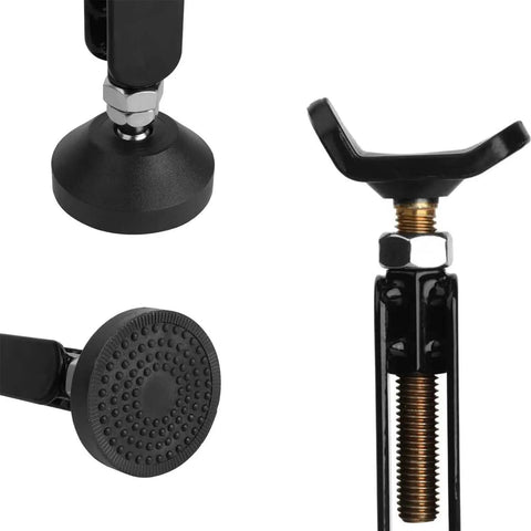 Close-up of rust-resistant steel parts of Motorcycle Wheel Lift Stand For Front And Rear Wheels Portable Trail Stand Beefy Heavy Duty Bike Lifting Jack