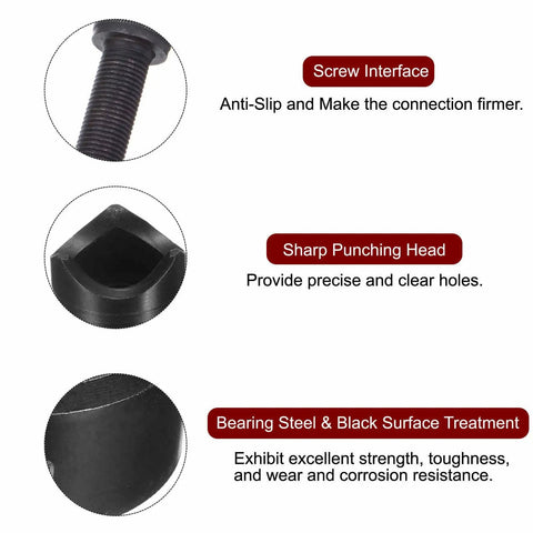 Heavy Duty 28.3mm Sheet Metal Punch Tool Knockout Punch Kit with screw interface, sharp punching head, and black bearing steel surface