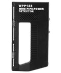 Wire Pipe Power Detector, Adjustable Alert Stud Finder Wall Scanner, 5.8x3.1 inch plastic tool with handle, side view.