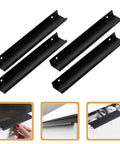Matte Dark Hidden Cabinet Drawer Pulls 4 Pack, 200mm Extended Kitchen And Wardrobe Door Handles, Low Profile Furniture Hardware