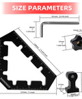 Hella Heavy Duty 45 And 90 Degree Corner Clamps For Woodworking Tools aluminum positioning squares with size parameters.