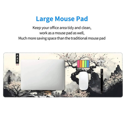 Ultra Smooth Large Mouse Pad Desk Mat for Gaming and Work, XL Extended Keyboard Mat With Non Slip Rubber Base, 31.5 by 11.8 Inches, home office setup with laptop and mouse
