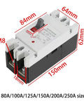 Pro Grade Rock Solid DC Circuit Breaker One Or Two Pole High Amp Solar Cell Protector RV Battery Isolator 12V To 120V MCCB side view with dimensions.