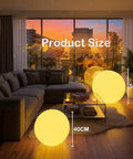16 Inch Rechargeable LED Globe Light With Remote illuminating living room, showcasing 16 RGB Color Changing Orbs.