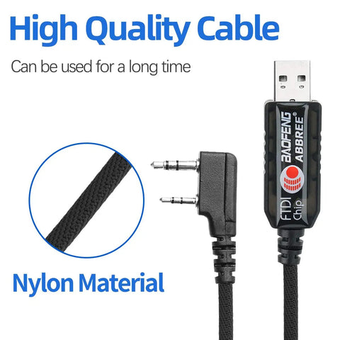 FTDI USB Programming Cable For Ham Radio With Original FTDI Chip Nylon Braided USB Lead Plug And Play