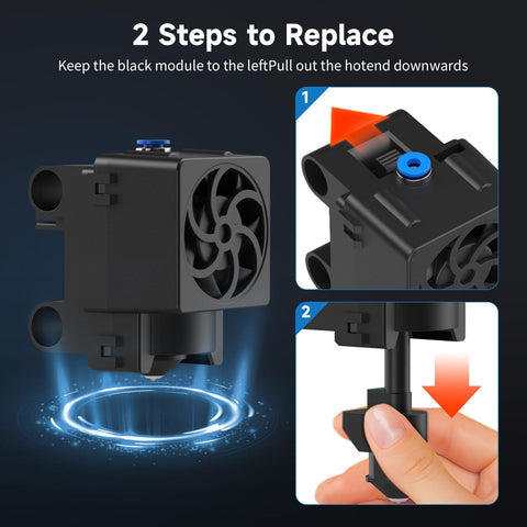 Two-step replacement process for Tina2 Plus And Tina2C Ceramic Hotend Block for 3D Printer 40 Second Fast Heat Up 240C