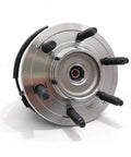 Front Wheel Bearing Hub Assembly 6 Lug 4WD For Ford F-150 Expedition Lincoln Navigator 2011-2014 With ABS Sensor Replacement Part Direct Fit Built To Last Easy Install, shown at an angle with visible lug bolts and ABS sensor wire