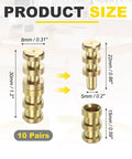 Genuine Brass Table Leaf Dowel Pins 10 Pack Solid Bolt Sleeve Connectors For Furniture Fixes with size details on image.