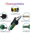 Features of Beast 1600W 110V Hot Air Gun Welding Torch for Plastic Welding and Roofing, showing components and specifications.